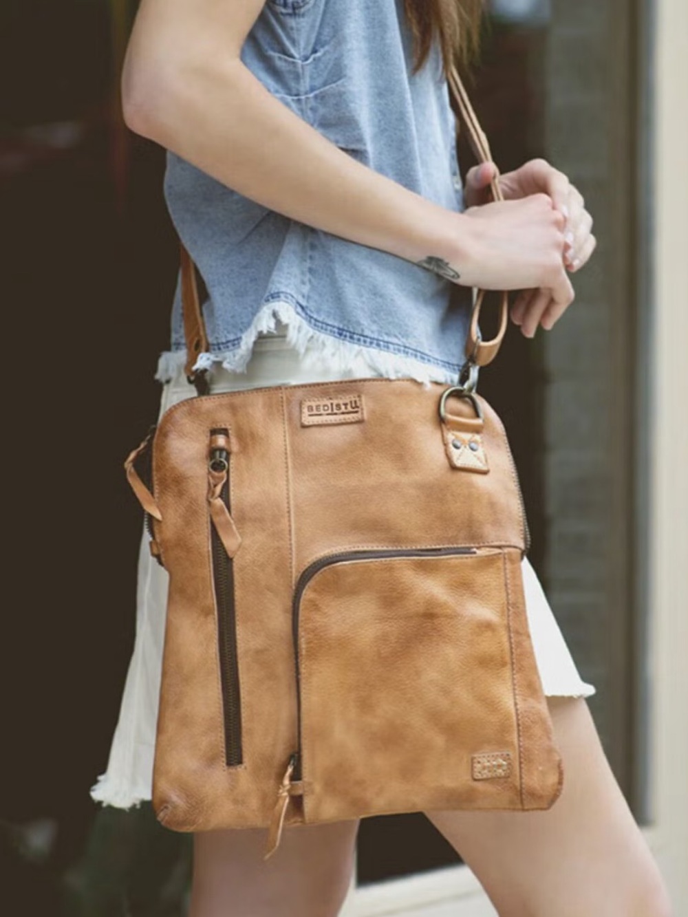 Bed Stu Aiken Tan Rustic Crossbody Leather Purse